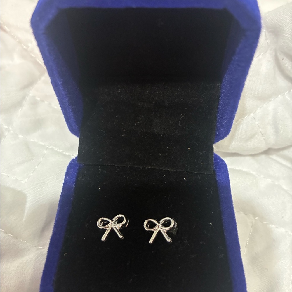 Elegant Silver Bow Earrings